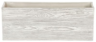 Rechteckiger Blumenkübel weiß Holzoptik 42x13x15 cm Paos