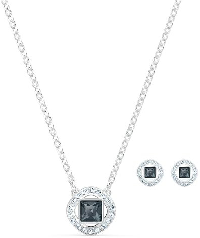 Swarovski Conjunto Una Angelic, Gris, Baño de rodio