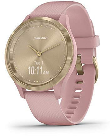 Garmin Vivomove 3S Hybrid Smartwatch with Real Watch Hands and Hidden Touchscreen Display, Dust Rose Silicone with Light Gold Hardware (Refurbished)