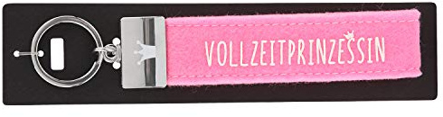 Depesche 4298-073 Schlaufen Schlüsselanhänger aus Filz, mit graviertem Metallabschluss und kultigem Aufdruck, Vollzeitprinzessin, rosa, ca. 17 x 3 x 1 cm