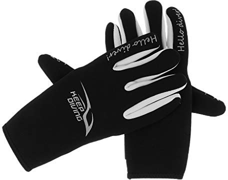 Inzopo Hochelastische Premium-Neopren-Handschuhe, 3 mm, zum Tauchen, Schnorcheln, Ausrüstung, Anti-Kratzer, Warmhalteschutz, Material für den Winter, Schwimmen, Spearfischen, Surfen, S