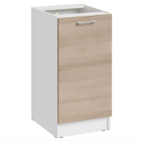 Cuisineandcie - Meuble Cuisine Bas ECO Chêne Naturel 1 Porte L 40 cm + 1 étagère - Meuble Bas Cuisine Rangement, Meuble Cuisine, Placard Cuisine Bas