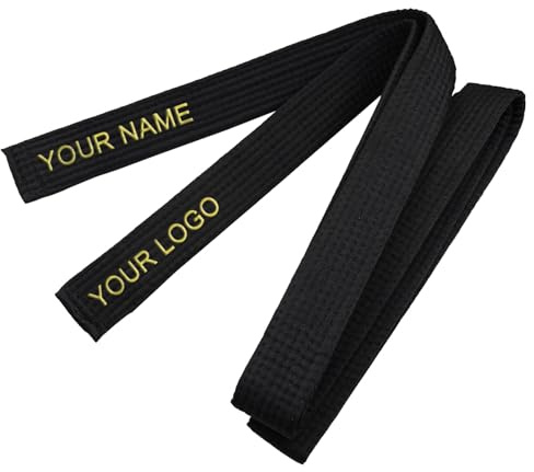 TopTie Personalisierter Karate Gürtel Schwarz Taekwondo Budo Gürtel für Kampfsport