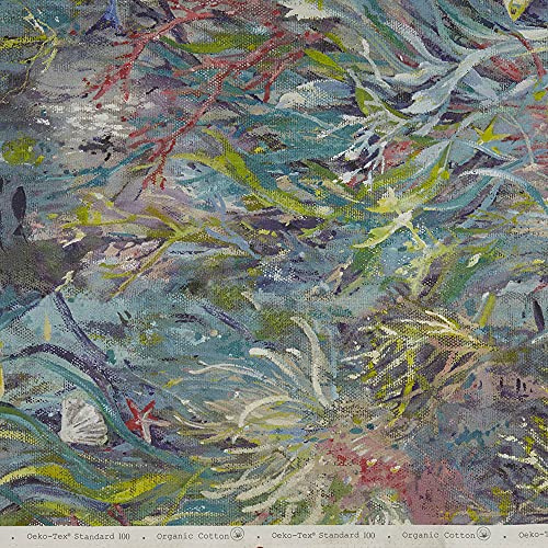 Kt KILOtela - Canvas Stoff, Digital Bedruckt, Half Panama, Bio-Baumwolle, Öko-Tex Standard 100, Länge 100 cm x Breite 280 cm, Hintergrund Marineblau, Grün, Fuchsia, 1 Meter