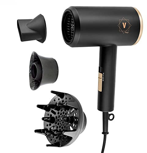 Venga! Ionischer Haartrockner, Leicht und Kompakt, 3 Zubehörteile, 1800 W, Schwarz/Gold, VG HD 3001