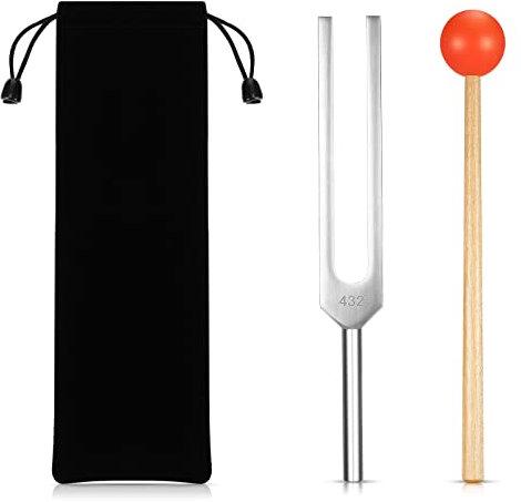 A432 Hz Stimmgabel Medizinisch Stimmgabel Set mit Silikon Hammer und Schwarz Aufbewahrungstasche für Klangtherapie Heilung, DNA Reparatur Heilung, Musikinstrument, Heiler, Vibration