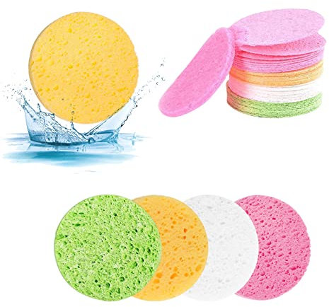 ZOCONE 72 Piezas Esponjas Faciales Comprimidas 4 Colores Reutilizables Esponjas Desmaquillantes Comprimidas Celulosa Redondas Esponja de Lavado Facial Esponja para Limpieza Platos y Ollas