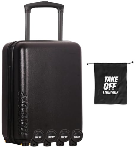 Take OFF Luggage, Koffer 3.0, erweiterbar mit abnehmbaren Rollen, verwandelt Sich vom Handgepäck in Untersitzgepäck und passt in Flugzeuggepäckrahmen