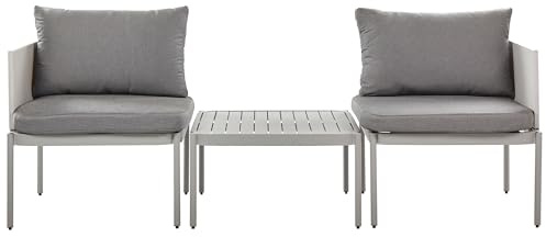 Beliani Conjunto de Sala de Estar 2 plazas Modular de Metal Gris Claro sofás Cojines Mesa Terracina