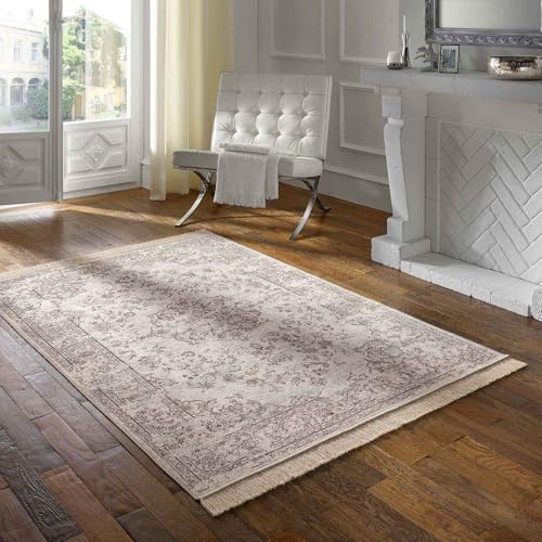Taracarpet Teppich Palazzo Royal Kerman grau 095x140 cm Kurzflor Orientteppich für Wohnzimmer Esszimmer und Schlafzimmer