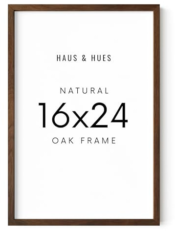 Haus and Hues 16x24 Frame - Set 1 16 x 24 Poster Frame, 16x24 Picture Frame Light Wood, 16x24 Picture Frame, 16x24 Frame Wood, 16 By 24 Inch Picture Frame, 16x24 Photo Frame (Standalone Walnut Oak