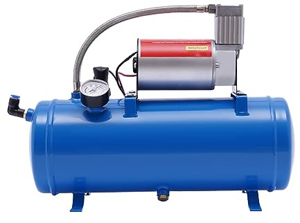 Druckluft Kompressor, Kompressor DC 12V 23A Kompressor Druckluftkompressor 100 Psi Luftkompressor 6L/1.6Gal Großer Tank mit Manometer