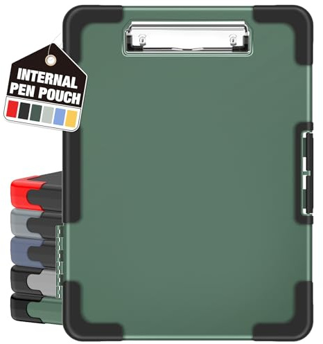 Sooez Toughest Clipboard with Storage, Internal Pen Pouch Included, Letter/ A4 Size, Shockproof Heavy Duty Plastic Clip Boards 8.5x11”, High Capacity Clipboards Box Case for Contractor Trucker Driver