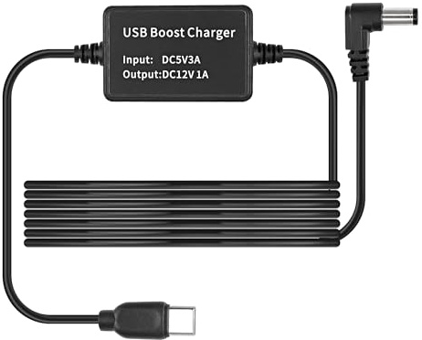 MEIRIYFA USB Type C 5V to DC 12V Converter Step Up Voltage Power Cable, Type-C Male to DC 5.5 x 2.1mm Male Barrel Jack Adapter Boost Cable for Router, CCTV, Other 12V Devices (1.6M)