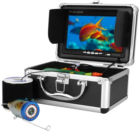 Camera sous Marine Peche, Moniteur 7 Pouces Appareil Photo Fish Finder 1000TVL Caméra étanche Câble 15m pour Pêche sur Glace, en lac et en Bateau (30M)