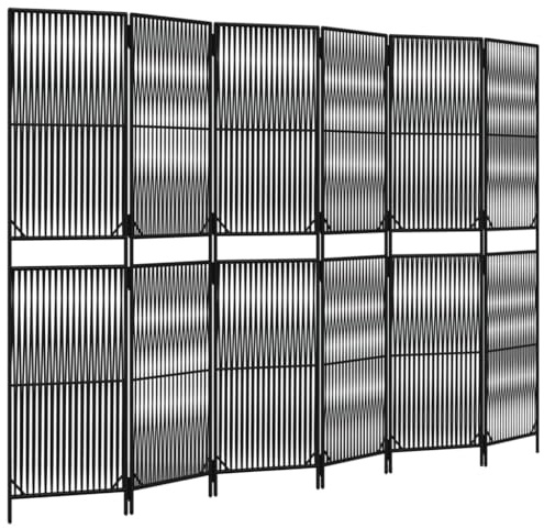 vidaXL Paravent 6-TLG. Schwarz Poly Rattan