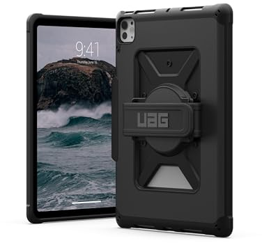 URBAN ARMOR GEAR UAG Designed for iPad Pro 11 Case M5 2025 6th Gen, M4 2024 5th Gen A3357 A3358 A3359, Rugged Military Grade Folio Cover w/Pencil Holder & 360 Rotating Hand Strap, Metropolis Black
