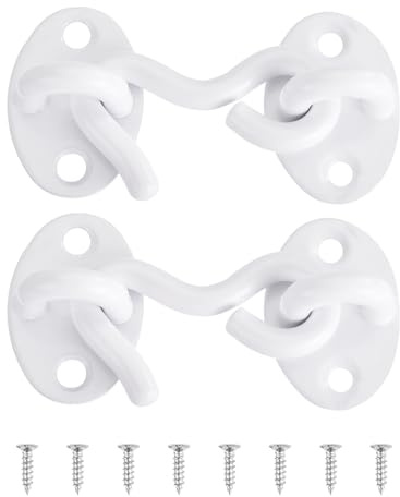 sourcing map 2Pcs 2 Inch Hook and Eye Latch, Barn Door Lock Privacy Hardware Stainless Steel Gate Lock for Window Cabin Hooks Sliding Door Bedroom Bathroom, White