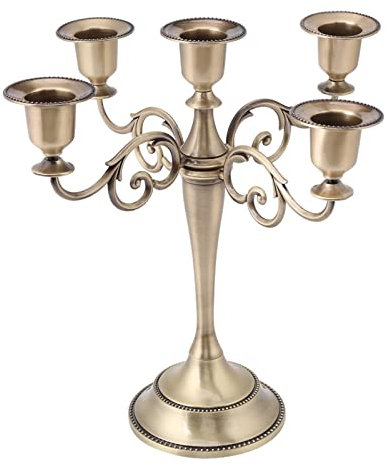 Lazyspace Metall-Kerzenhalter, 5-armig, Legierung, Kerzenhalter, europäischer Stil, Kandelaber, Hochzeitskerzenständer, Heimdekoration, Bronze