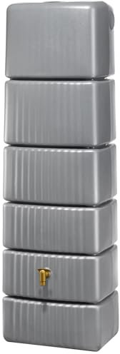4rain Slim Regentonne 330 Liter steingrau - Wandtank, Wassertank, Fass, Regenfass, Regenwassertonne, Regenwassertank, Wasserbehälter, Wassertonne, Wasserfass, Wassertonnen für Garten