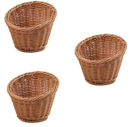 Garneck Cesto Portaoggetti in Stile Rattan 3 Pezzi Contenitore Per Frutta E Verdura in Plastica Per Cucina Decorativo E Contenitore