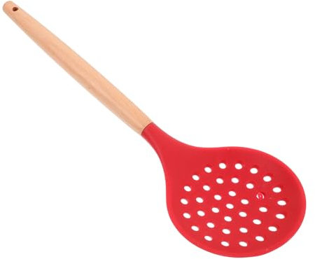 Alipis Cuchara Espumadera Redonda Mango De Madera Cuchara De Silicona Resistente Al Calor Utensilio De Cocina Para Servir Alimentos Para Cocinar Casa y Restaurantes