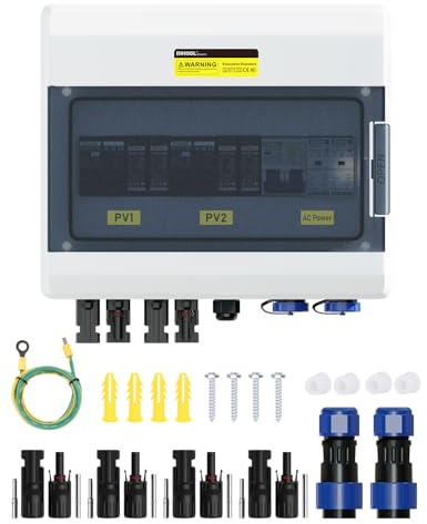 DIHOOL DC Trennschalter überspannungsschutz PV Anlage 2 Strings 1000V 25A 2x500W Solar Anschlusskasten mit AC Surge Protector