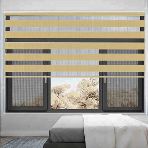 Doppelrollo Klemmfix Verdunkelung 45 x 220 cm Sichtschutz Sonnenschutz Rollo Klemmrollo Fensterrollo Inkl. Montagematerial für Wohnzimmer Küche Büro, Sandgelb