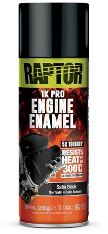 U-POL Raptor Engine Enamel | Pintura 1K Spray Para Motor | Resistente al Calor Hasta 300 °C | Protección Contra el Calor, Aceite y Líquidos en Compartimento del Vehículo