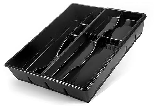 KONZEPT Schubladen Organizer - Besteckkasten für Schubladen 30x39cm Schwarz, Passt Perfekt für kleine Schubladen Küchenorganizer
