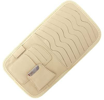 OUNONA Sonnenblenden-organizer Für Auto-innenraum Brillenetui Kartenhalter Aufbewahrungstasche Passend Für Autos Suvs Und Lkws Beige