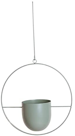ＡＷＨＡＯ Portavasi in Metallo con Vaso di Fiori, Fioriera Sospesa a Soffitto E a Parete, Pianta Sospesa Moderna, Portavasi per Fiori per Interni Ed Esterni. De, Verde Rotondo