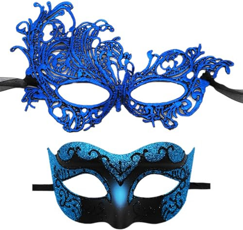 MOIDHSAG Set Mit 2 Eleganten Partymasken Accessoires Luxuriöse Halbgesichtsmasken Für Sie Und Ihn Für Kostüme Und Themenveranstaltungen