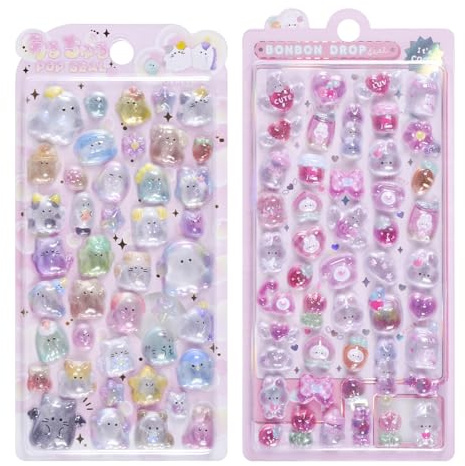 3D Cartoon Animal Stickers,Mini Pink Puffy Stickers for for Scrapbooks, Planner, Journals, Laptops, Phone Case Decoration