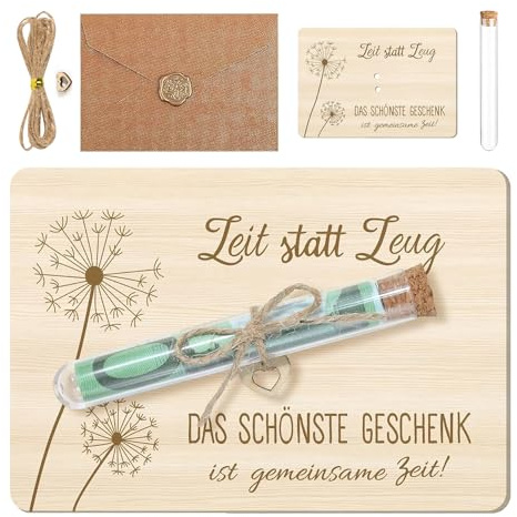 RHQFDM Geldgeschenke Verpackung aus Holz mit Reagenzgläser,Wunscherfüller-Geschenk zur Konfirmation mit Umschlägen,für Hochzeitssegen,Geburtstagsparty,Jugendweihe,Hochzeitsjubiläum(Pusteblumenmuster)
