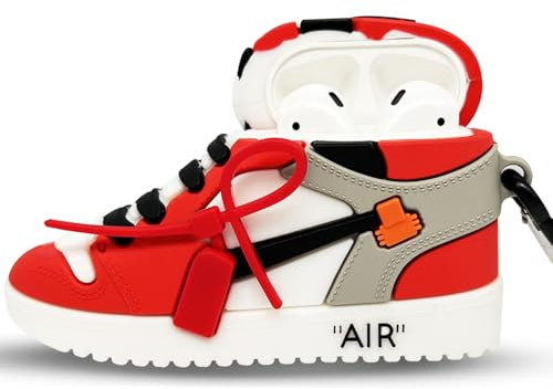 Custodia protettiva 3D Air 1&2 per Airpods Box compatibile con Apple Air 2, custodia in silicone Air 1, custodia divertente (scarpe rosse)