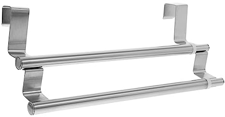 BESTYASH Toallero Ajustable de Pared Inoxidable Doble Barra Extensible para Baño Soporte Resistente para Toallas y Accesorios de Baño Diseño sin Taladro Montaje Fácil y Organizado