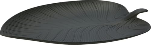 Envenzo Leaf Charger Plates Set of 4 – 32cm Decorative Table Placemats – Gold, Grey, Rose Gold – Plastic PP Charger Plate for Wedding, Party, Christmas Decor (Grey)