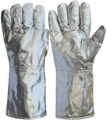 Generisch Gants de soudeur en aluminium - Gants de protection contre la chaleur à 300 °C - Pour soudage métallurgie industrie - Gants de sécurité résistants aux étincelles - 37 cm