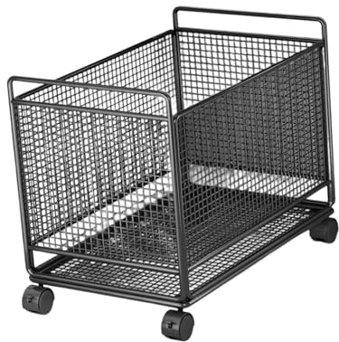MagiDeal Carrello portabiancheria, cesto portabiancheria con ruote, pratico organizer in filo metallico per vestiti sporchi, facile da trasportare, per, Nero, L