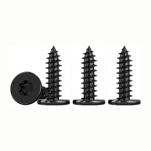 ‌Drenky 50 Piezas M4x16mm Tornillos Autorroscantes Negro Acero Inox A2 V2A Tornillo Roscachapas Para Madera, M4 Tornillos Torx Cabeza Plana, Rosca Completa