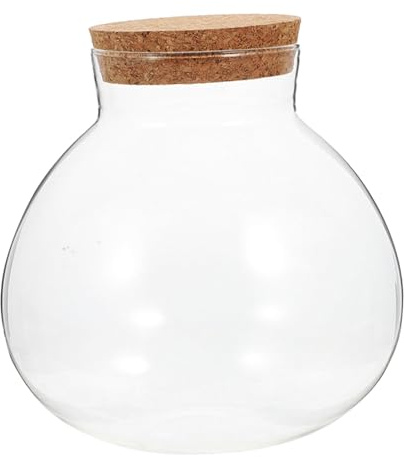WEKADRIN Glas Terrariumflasche Micro Landschaft Selbstgemacht mit Korkdeckel Kleines Versiegeltes Pflanzglas für Sukkulenten Moos Hydrokultur Ökosystem für Büro und Zuhause
