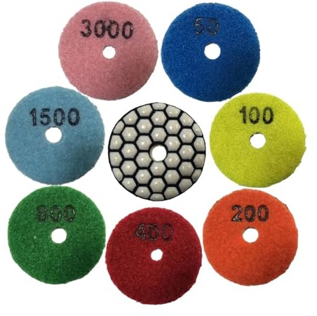 SHENGG Disque abrasif sec 50mm 2 pouces grain 50-3000 marbre disque abrasif humide pierre poli carrelage verre meuleuse d'angle polissage(3PCS G3000)