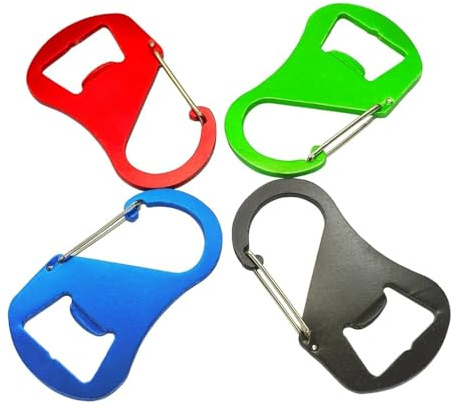 Wise Skies Aluminium Carabiner with Bottle Opener – Spring Clip Snap Hook Keyring for Bags, Keys & Outdoor Use – Lightweight Multi-Function Clip in Multiple Colours & Pack Sizes (Red, 3)