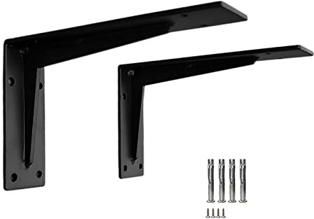 Hopfällbart fäste, 2-pack kraftiga hyllkonsoler, max belastning 1000 lb, väggmonterade hyllor, flytande for hem, garage, lager, gård(Black,60cm/23.6in)
