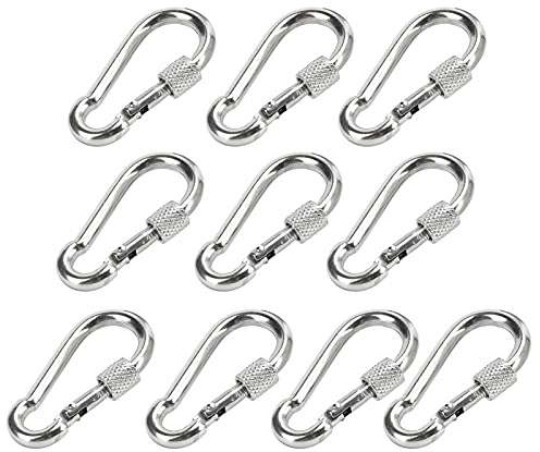 Acouto 10 Pièces Mousqueton en Acier Inoxydable Corde à Ressort Boucle Suspendue Accessoires sécurité Levage Balançoire Mousqueton à Ressortcrochet à Ressort en Acier Inoxydable à de Corde de sécurité