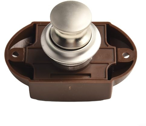 Druckknopf-Verschluss für Schranktüren und Schubladen, Matt-Nickel Finish, ABS Gehäuse mit Zink-Riegel, Türstärke 15-20mm, für Wohnmobil, Wohnwagen, Boot und Yacht Möbel, Silber