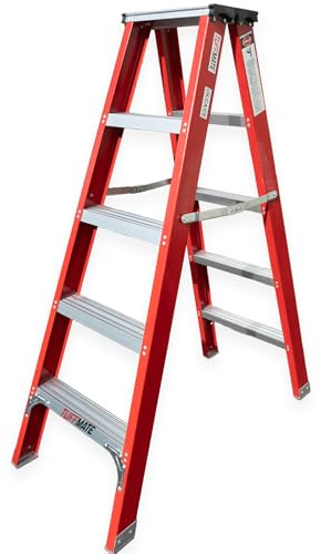 5 Tread Fibreglass Step Ladder 1.5m Lightweight EN-131 Certified Ladder for Electrical & Industrial Use TUFFMATE for Tough Jobs