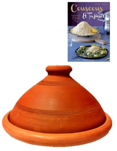 2er Set ORIGINAL Tajine Tagine 26 cm + Vegetarischer Genuss Nordafrika