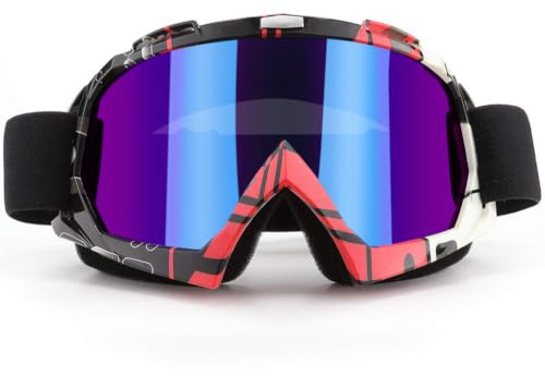 SPOSUNE Motorradbrille, ATV, Dirtbike, Offroad-Rennen, MX Reitbrille, kratzfest, staubdicht, biegbar, UV400, gepolstert, weicher, dicker Schaumstoff, verstellbarer Riemen, für Erwachsene, Radfahren